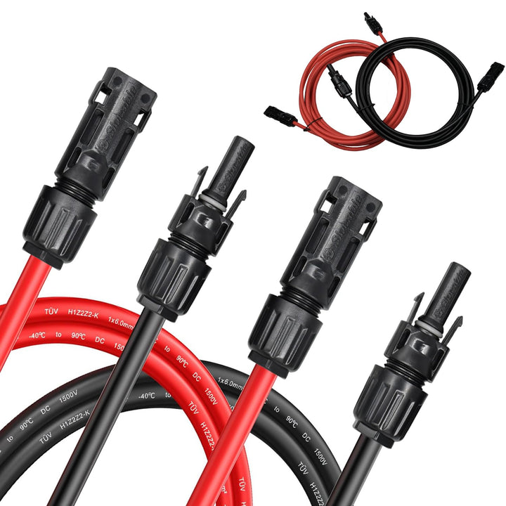 Slocable Solarkabel Verlängerung 10m 10AWG mit IP68 wasserdichtem 1500V PV Stecker, 10m 10awg
