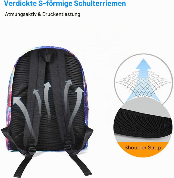 FANDARE Kinderrucksack Schulranzen Schulrucksack Galaxy Schultasche Junge Mädchen Rucksäcke Schulran