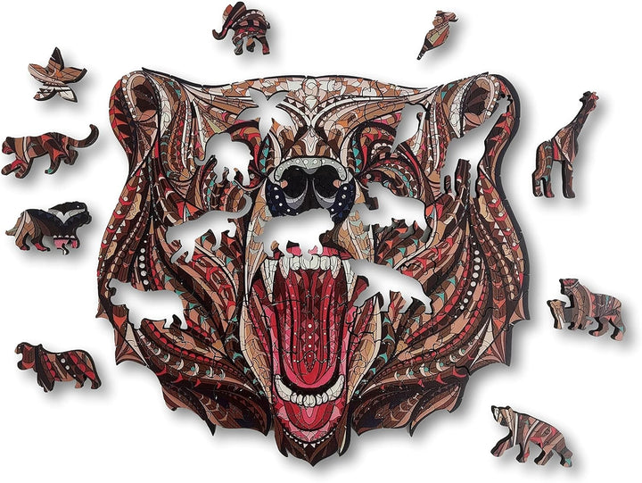 ANIWOOD Holzpuzzle Erwachsene Tieren. Gestanzter Deckel, Lebensgrosse Puzzle-Box. 3 Schwierigkeitsmo