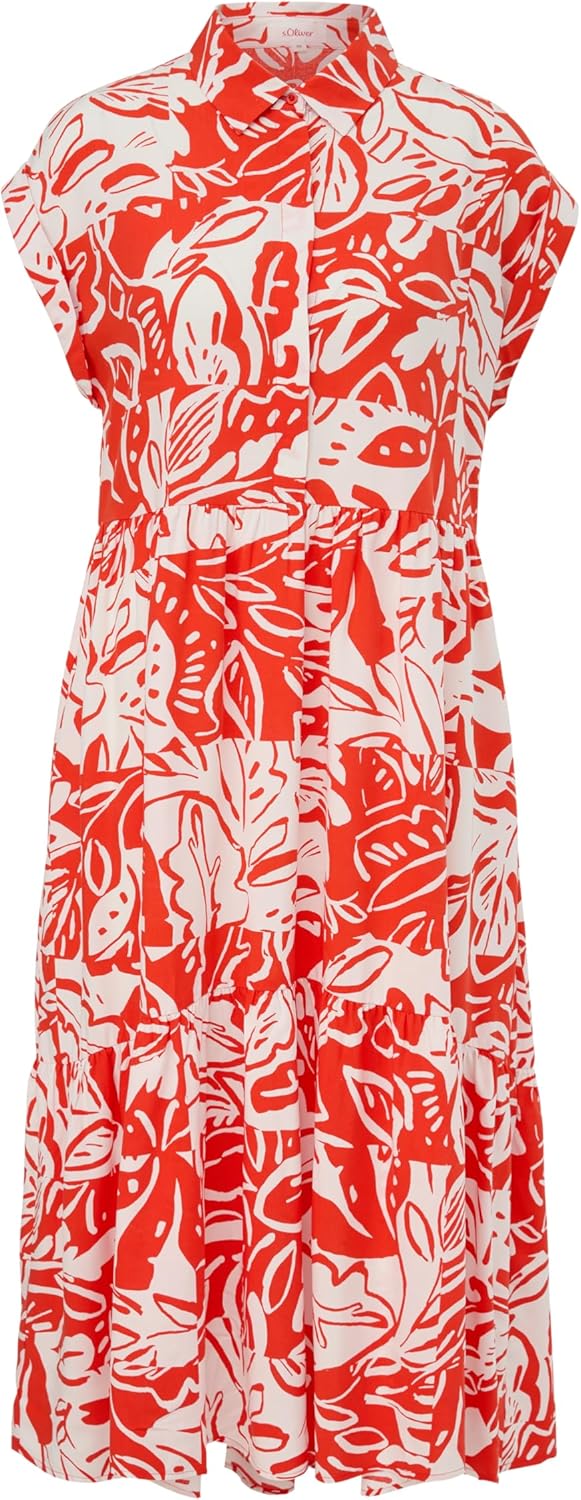 s.Oliver Damen Kleid lang 34 Orange 25a0, 34 Orange 25a0