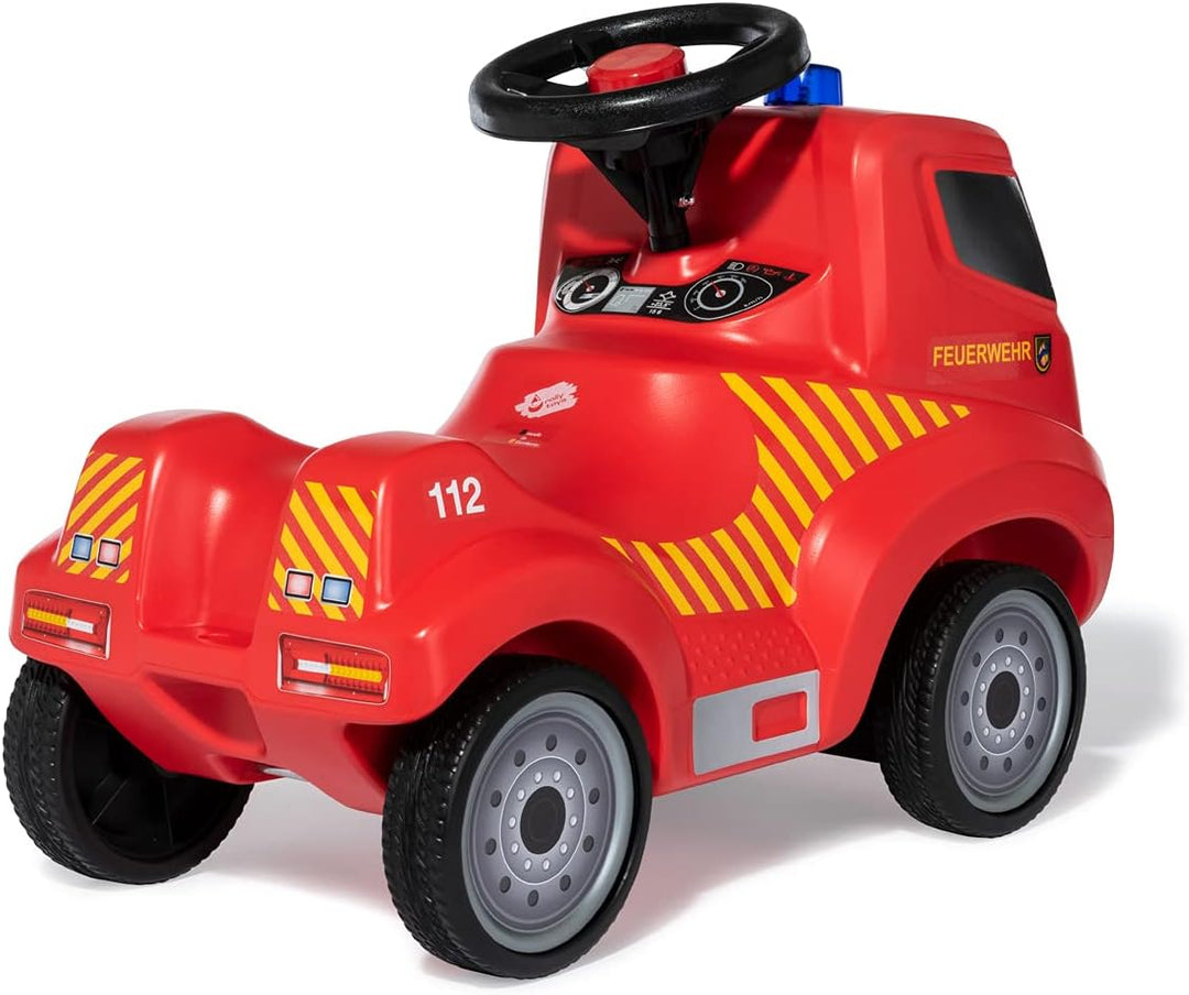 Ferbedo Feuerwehr Rutscher (mit Hupe, neues Design, Sirene, Blaulicht, Feuerwehrauto, Flüsterlaufrei