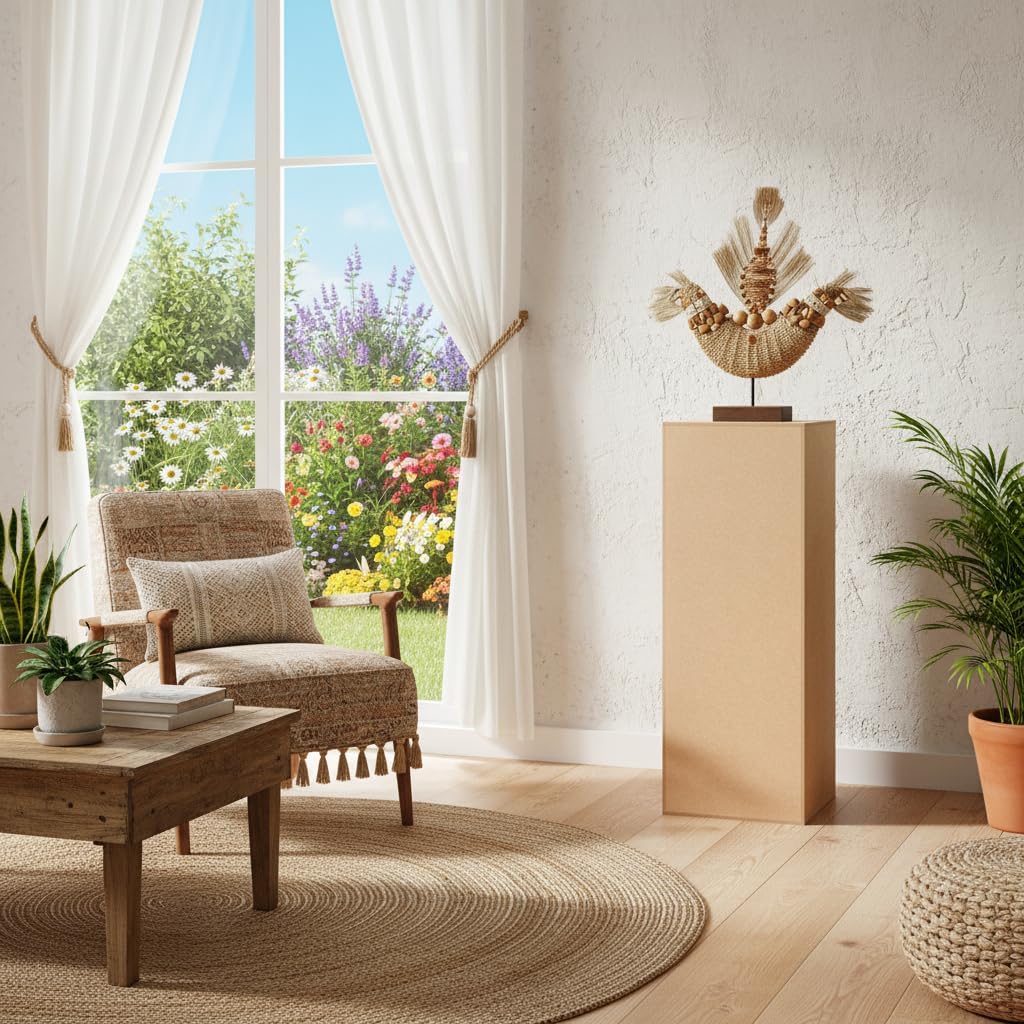 DECOKTIVO Dekosäule MDF, Blumensäule Wohnzimmer, Blumenständer, Podest Deko, Pflanzenständer, Stabil