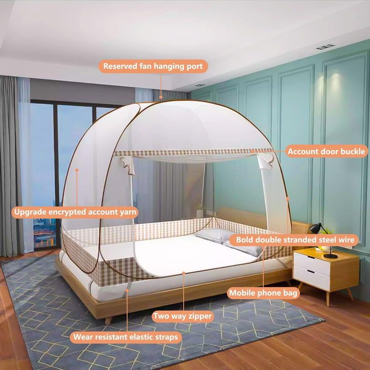 Faltbares Moskitonetz für Doppelbett - Pop-up mit Doppeltür, ideal für Schlafzimmer, Outdoor, Campin