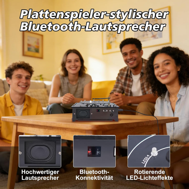 PEMENOL Elektronik Bausatz Bluetooth Lautsprecher Plattenspielermodell DIY Löt Bausatz LED Musik Ste