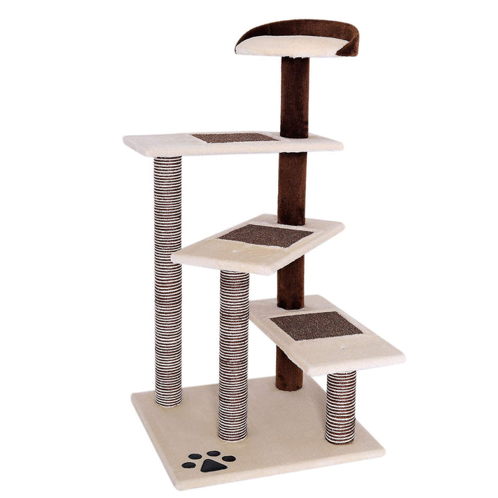 lionto Kratzbaum für Katzen mit 3 Plateaus & gemütlicher Liegefläche, Höhe 100 cm, Katzenbaum mit Si