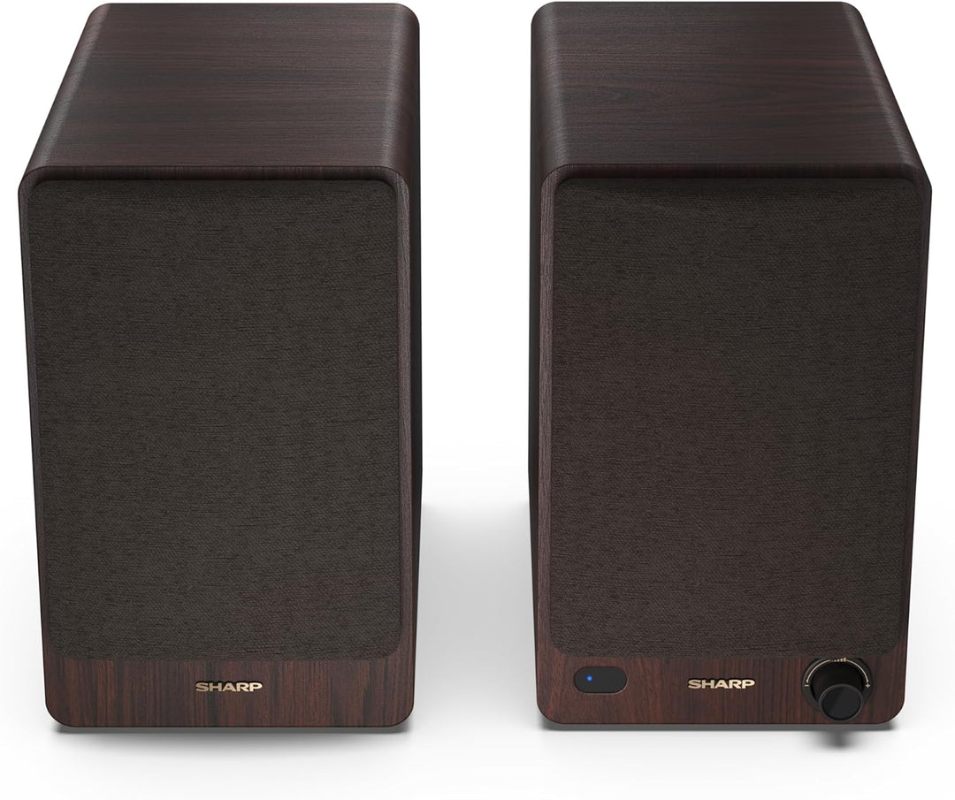SHARP CP-SS30 2-Wege-Lautsprecher aktiv, 60 Watt (2x30 W) Holzgehäuse (Bluetooth 5.0, USB, Optisch,
