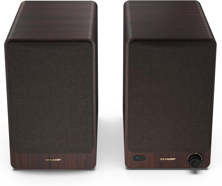 SHARP CP-SS30 2-Wege-Lautsprecher aktiv, 60 Watt (2x30 W) Holzgehäuse (Bluetooth 5.0, USB, Optisch,