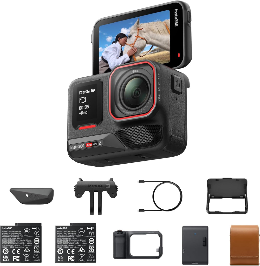 Insta360 Ace Pro 2 Flash Print-Bundle – wasserdichte 8K Action-Cam, mit Leica entwickelt, 1/1,3"-Sen