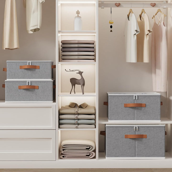 OUTBROS Aufbewahrungsbox mit Deckel, Faltbare Kleiderschrank Organizer, Kisten Aufbewahrung, Unterbe