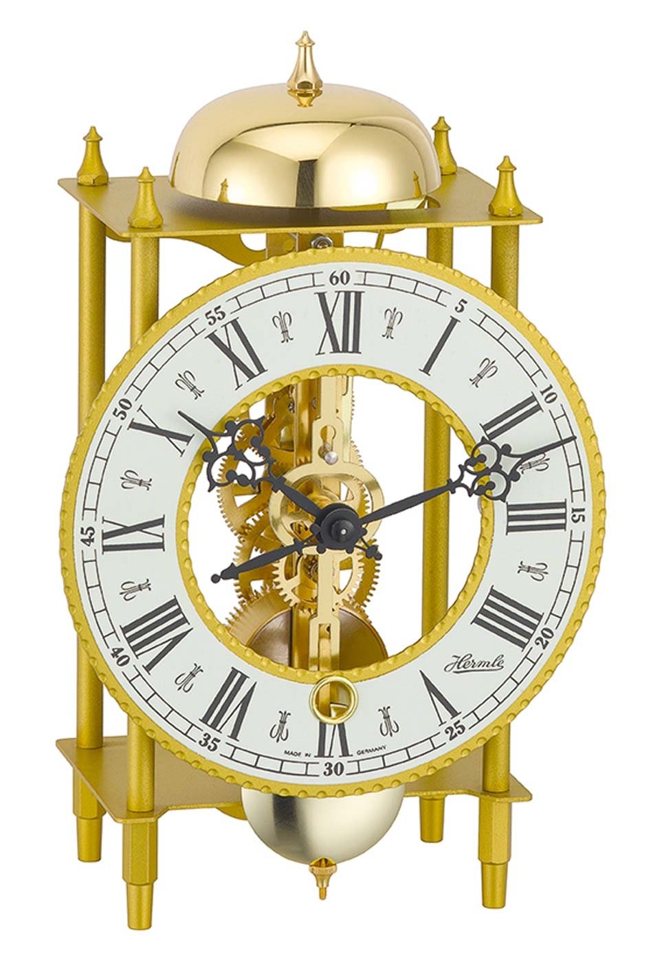 Hermle Uhrenmanufaktur Tischuhr, Schmiedeeisen, Gold, 24cm x 13cm x 9,5cm
