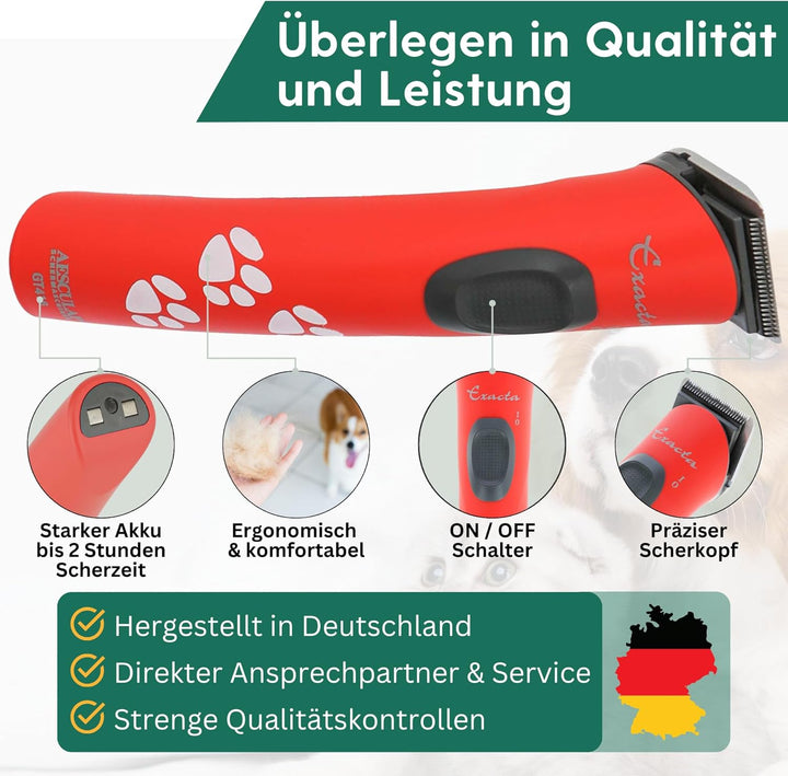 Agrarzone Edition Aesculap Exacta Hundeschermaschine rot - Inklusive Ersatz Scherkopf - Präzisionssc