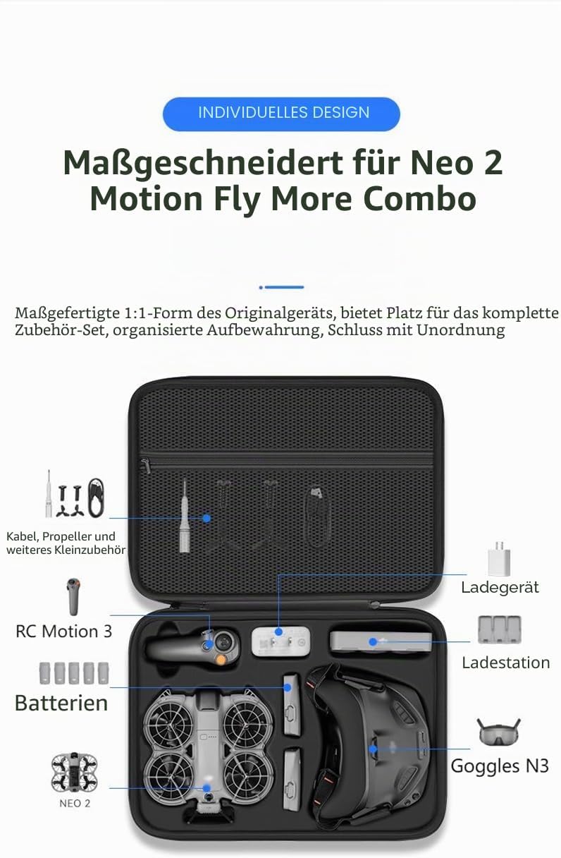 Tragtasche für DJI Neo 2 Motion Fly More Combo – Portable Reise-Transporttasche mit Schultergurt für
