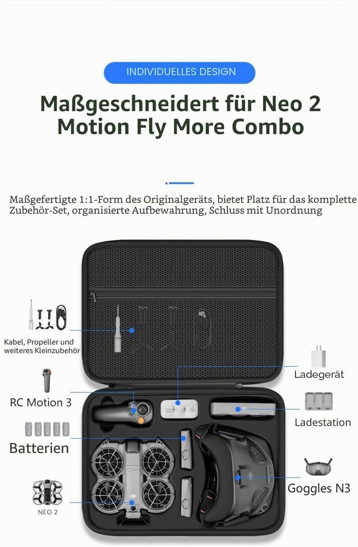 Tragtasche für DJI Neo 2 Motion Fly More Combo – Portable Reise-Transporttasche mit Schultergurt für