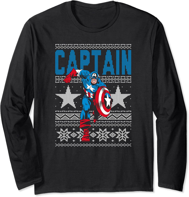 Marvel Captain America Stars Ugly Weihnachten Langarmshirt
