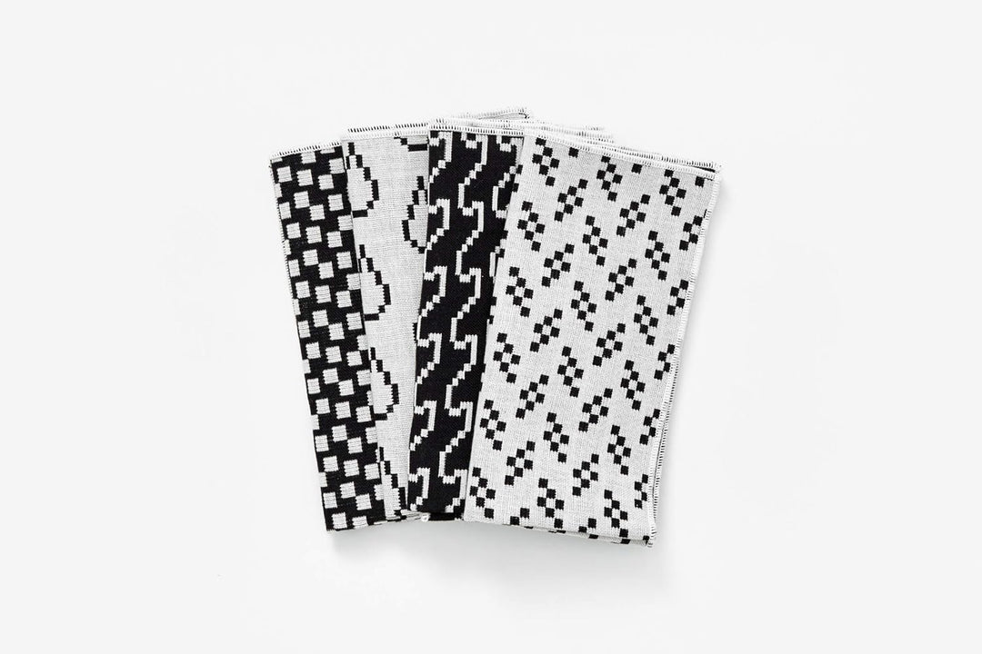 Areaware BITMAP Textiles | 4 SERVIETTEN | Susan Kare (Schwarz-Weiss), Schwarz-weiss