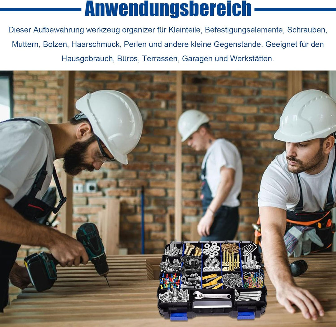 Doppelseitig Sortimentskasten, 34 Fächer Kleinteile Organizer mit Abnehmbarer Trennstege, Doppelseit