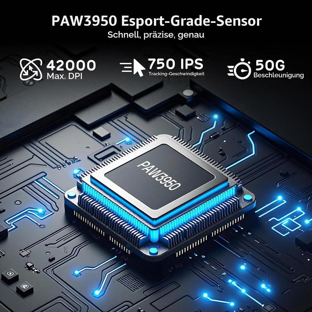 RK ROYAL KLUDGE MG5 8K kabellose Gaming Maus, 42K DPI PAW3950 Sensor, 56g leichte ergonomische, dopp