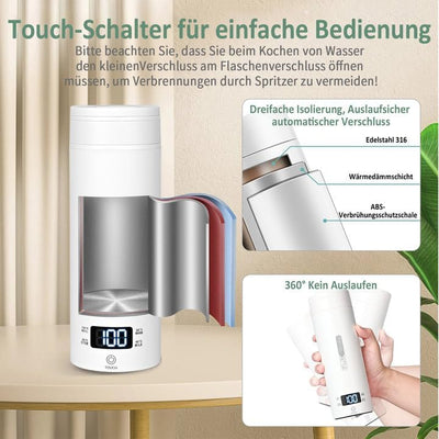 Dreamhigh® Reisewasserkocher, 450ml Mini Wasserkocher, 300W Wasserkocher Klein aus Edelstahl, Reise