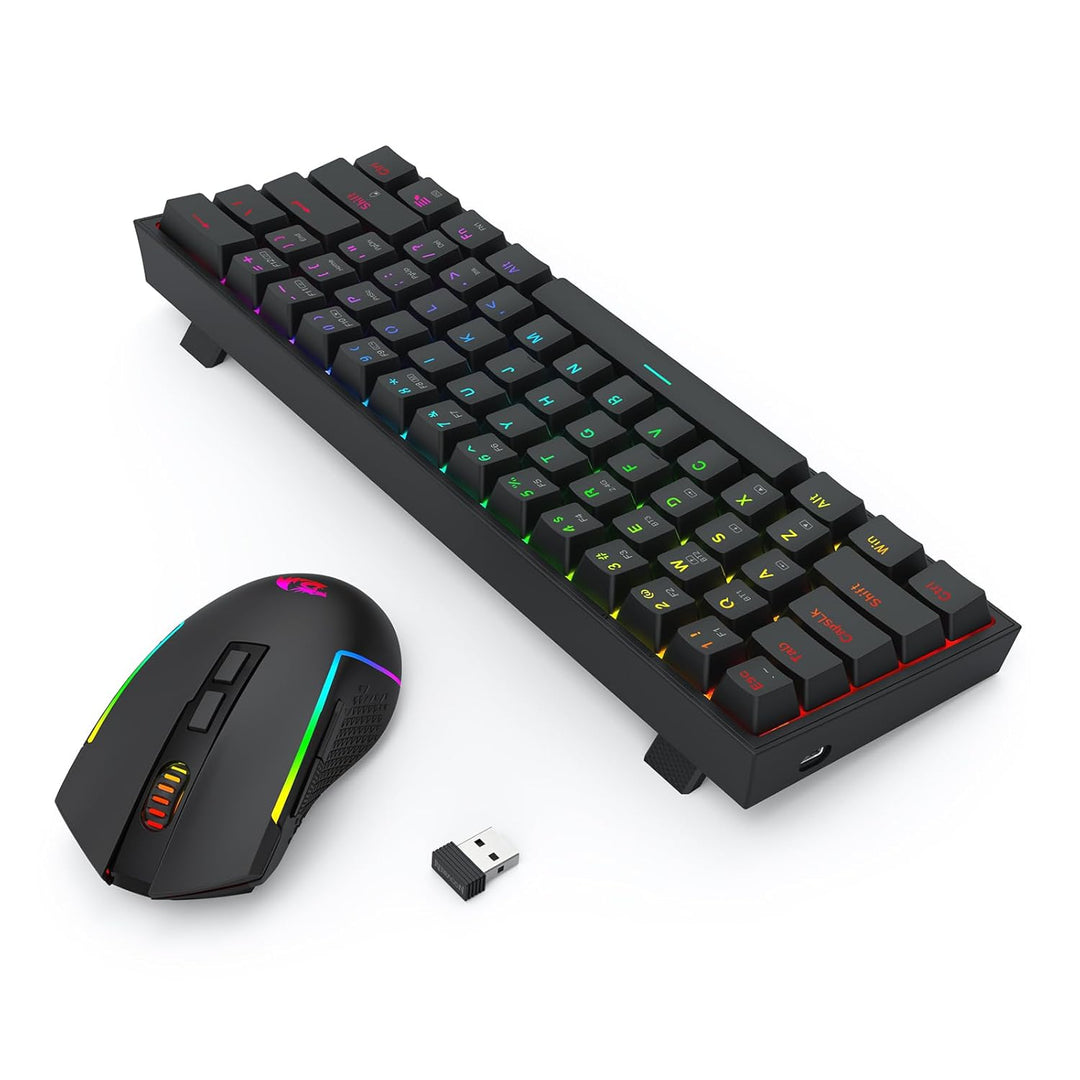 Redragon S144 Gaming Tastatur & Maus Combo, 60% K617 Tri-Mode Wireless RGB Mechanische Tastatur und