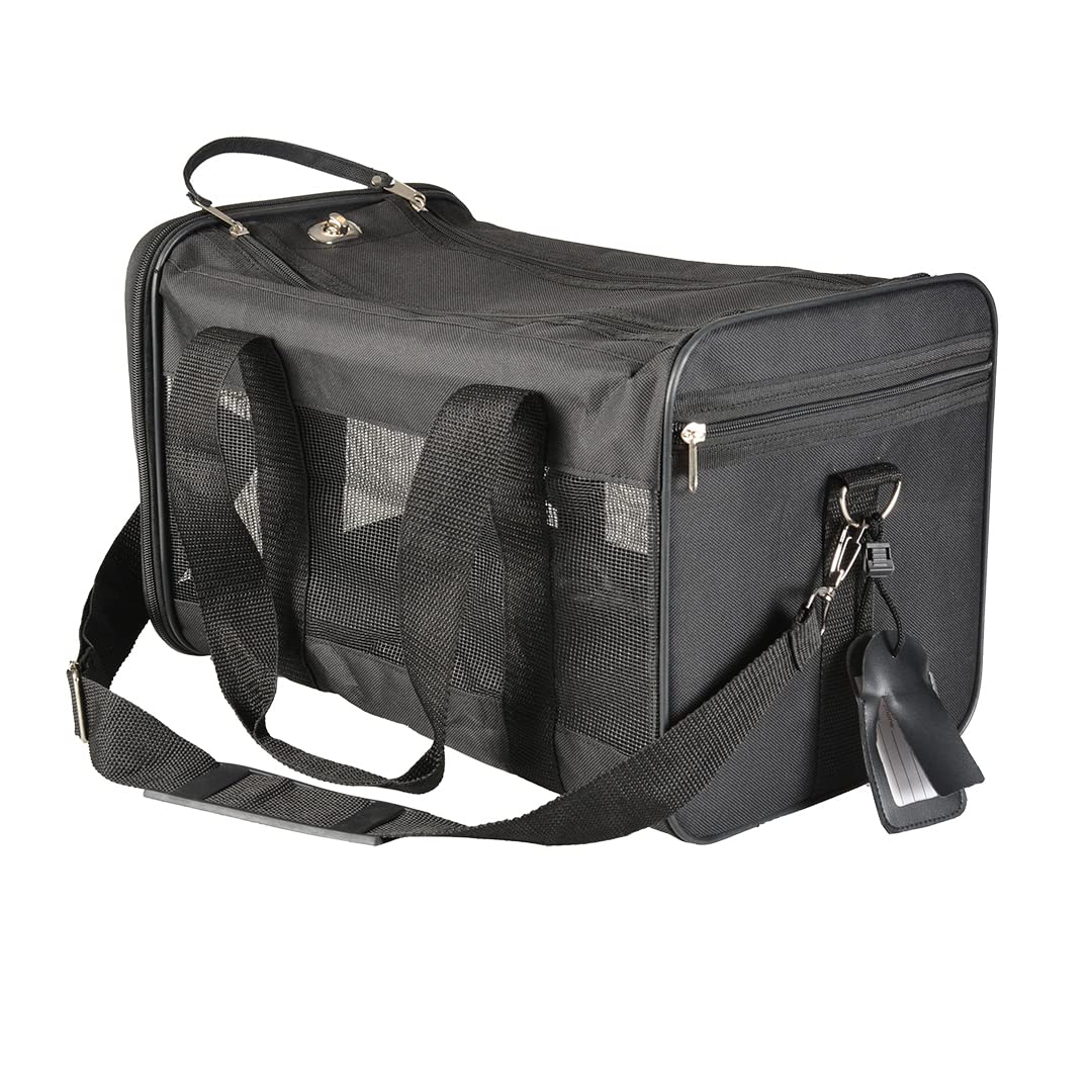 Reisetasche Nylon M – 50 x 27 x 29 cm – max. 7 kg, Schwarz, Transport, Schwarz, Hund