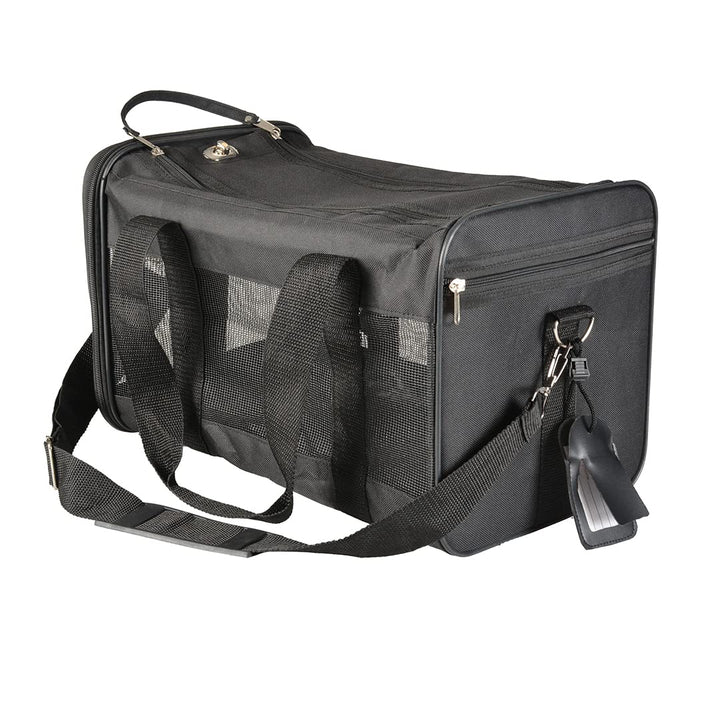 Reisetasche Nylon M – 50 x 27 x 29 cm – max. 7 kg, Schwarz, Transport, Schwarz, Hund