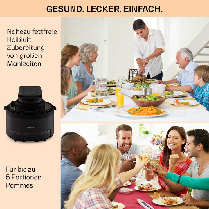 Klarstein Heissluftfritteuse 2-in-1, Airfryer mit Dampffunktion, Heissluftfriteuse zur Schnellaufhei