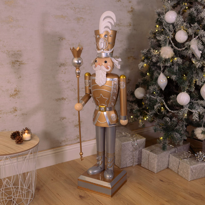 Marco Paul Riesen-Nussknacker, 119 cm, Weihnachts-Metall beleuchtet traditionelle Festliche Figur mi