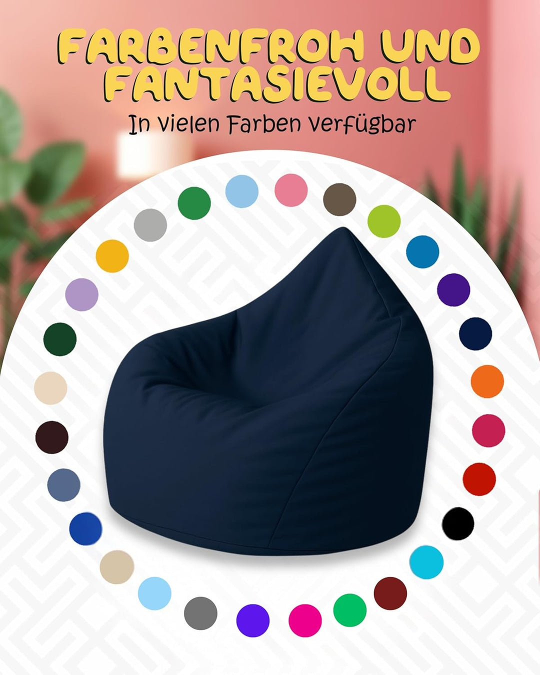 PATCH HOME Patchhome Sitzsack Tropfenform mit Reissverschluss Nachfüllbar - für In &amp; Outdoor - mit S