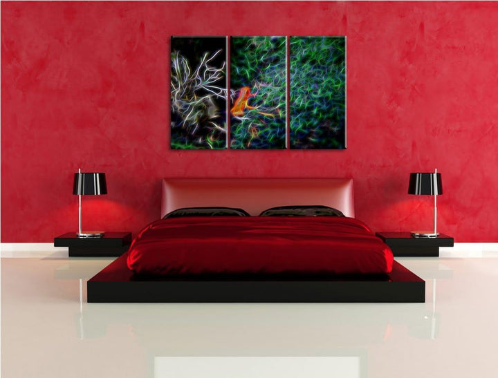 Dark hochgiftiger kleiner Frosch NewArt 3-Teiler Leinwandbild 120x80 Bild auf Leinwand, XXL riesige