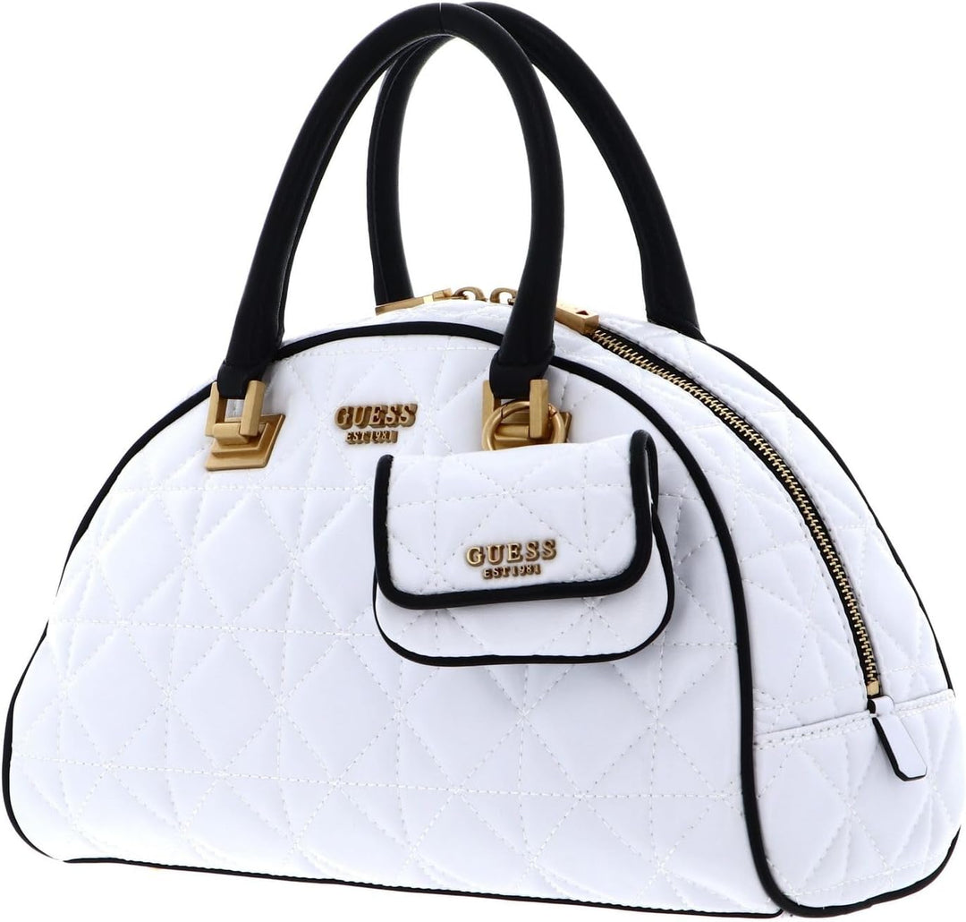 GUESS Damen Mildred Bowler Schulranzen, Griffe Oben Weiss/Opulenter Garten, Weiss/Opulenter Garten