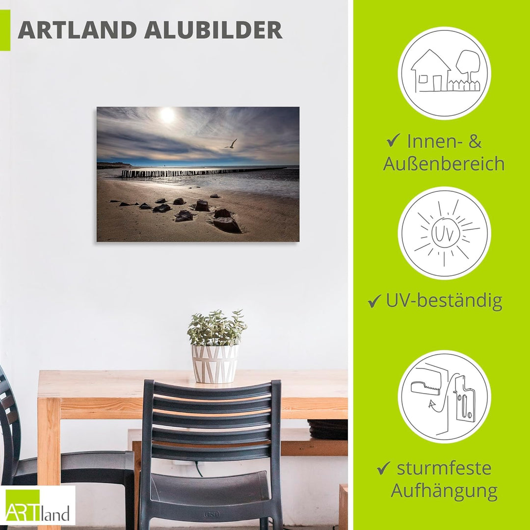 ARTland Wandbild Alu Verbundplatte für Innen & Outdoor Bild 60x40 cm Maritime Deko Landschaften Idyl