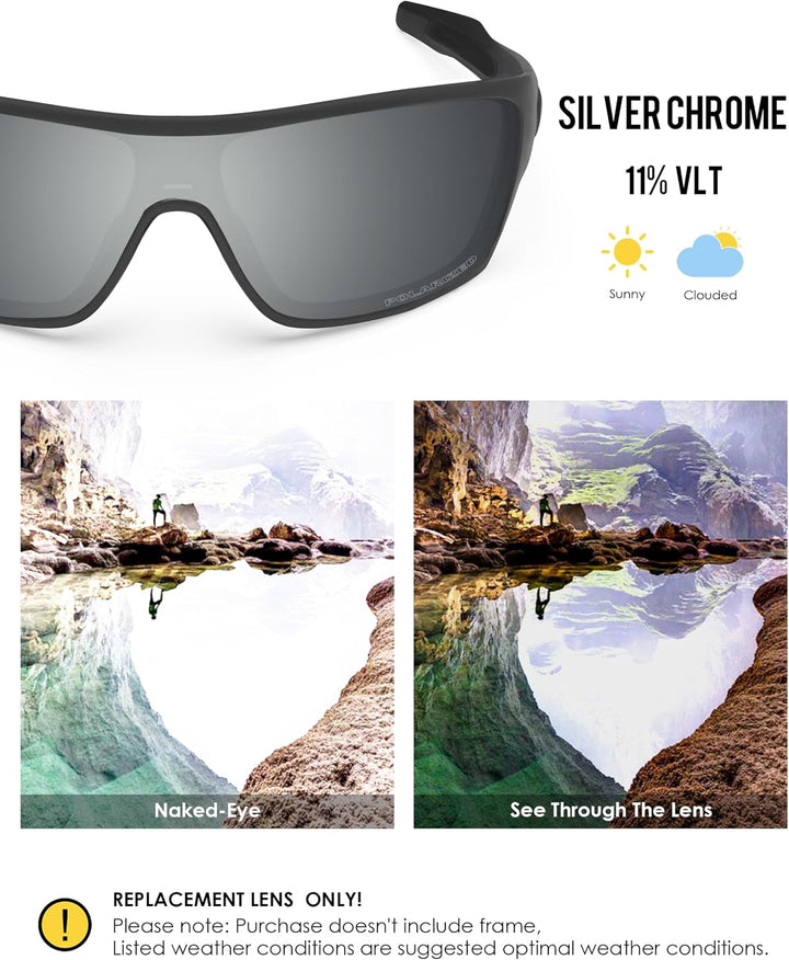 BlazerBuck Anti-salz Polarisierte Ersatzgläser für Oakley Turbine Rotor OO9307 Silberchrom Polarisie