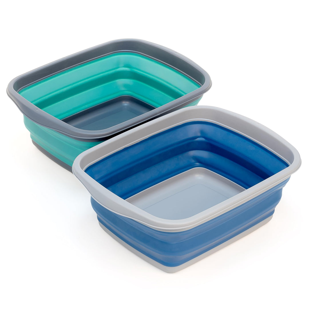 SAMMART 10L Set mit 2 zusammenklappbaren Wannen – Faltbare Geschirrwanne – tragbares Waschbecken – p