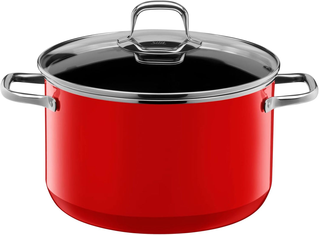 Silit Elegance Line Topfset Induktion 4-teilig, Kochtopf Set mit Glasdeckel, Silargan Funktionskeram