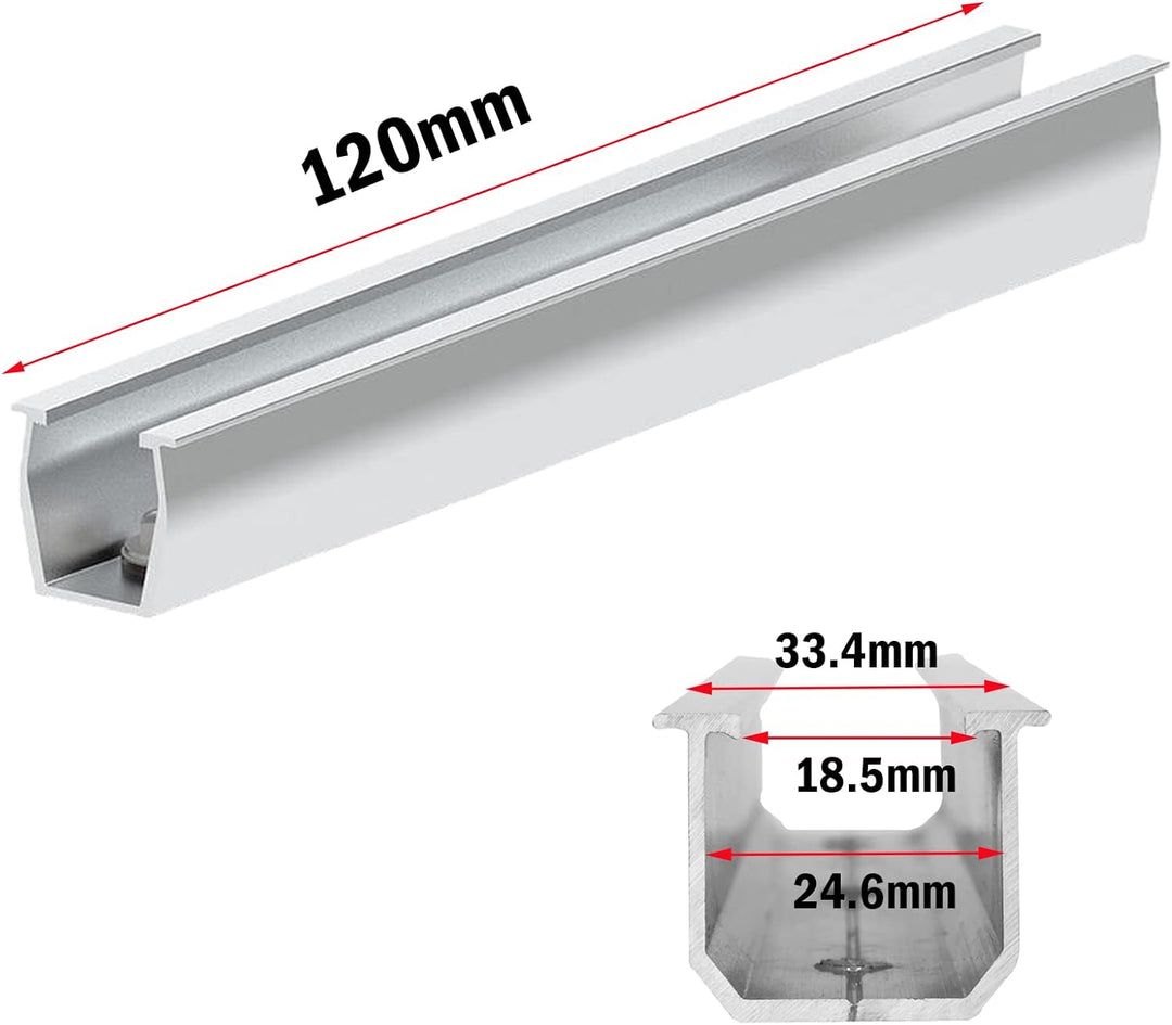 Solarmodul Halterung Flachdach, Alu Photovoltaik Montageschiene 12CM, Verstellbare Schwarz Klemme fü