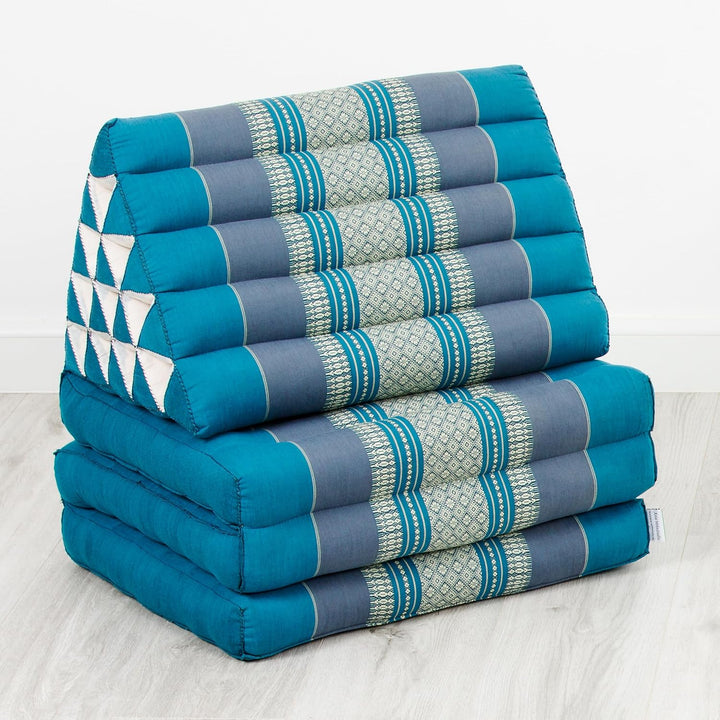 livasia Thaikissen 3 Auflagen extrahoch - 185x55x8cm - Dreieckskissen mit Klappmatratze, Kapok, Jumb