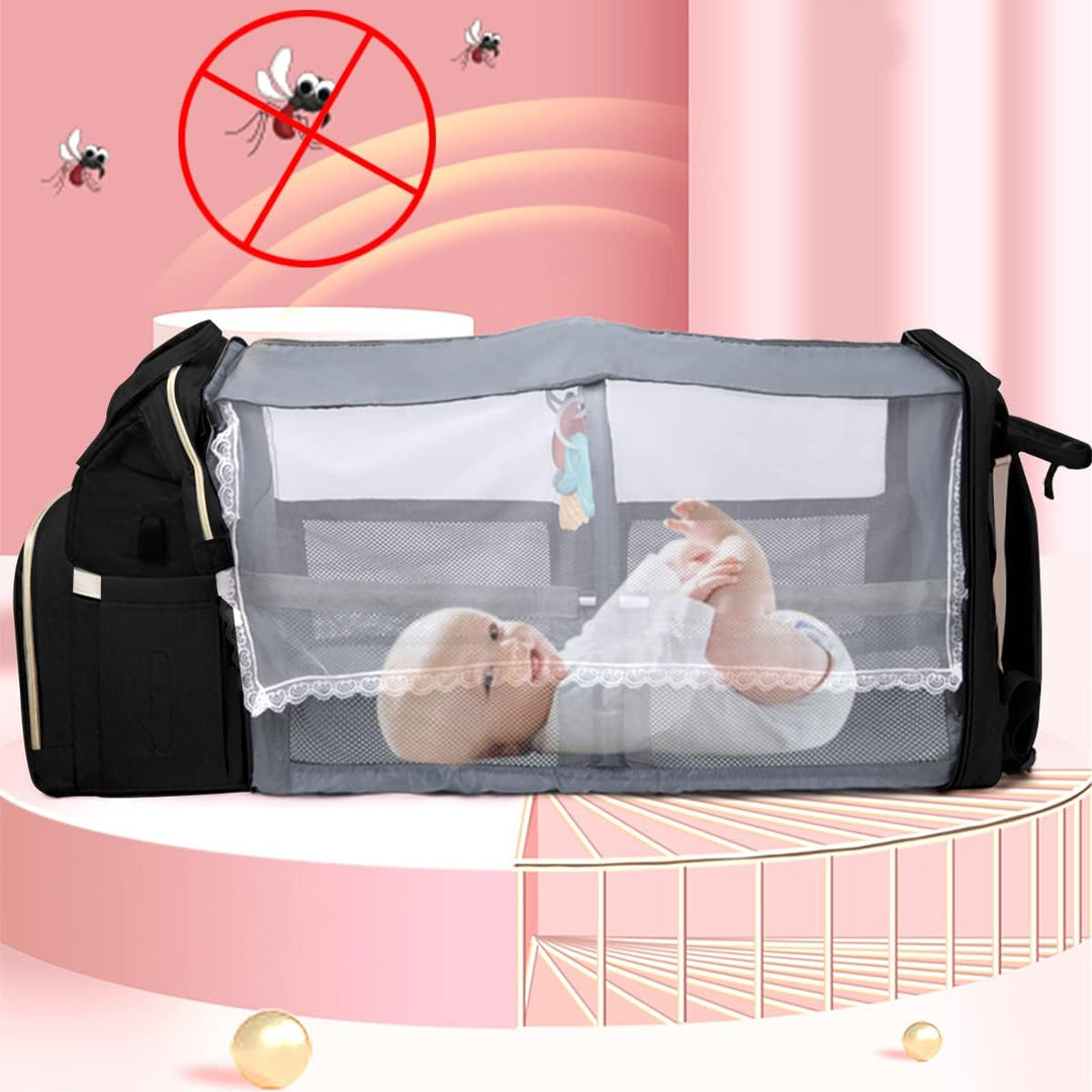 Wickelrucksack mit Babybett - Grosse Wickeltasche Rucksack mit Wickelauflage & Isoliertasche & Moski