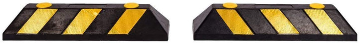 Topgoods 2x Radstopper Gummi Parkplatzbegrenzung mit Reflektoren, Einparkhilfe Garage Privat Parkpla