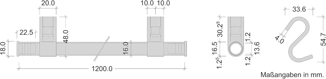 Gedotec Design Küchenreling Wand-Relingsystem Küche | Messing Bronze matt | Reling-Set Länge: 1200 m