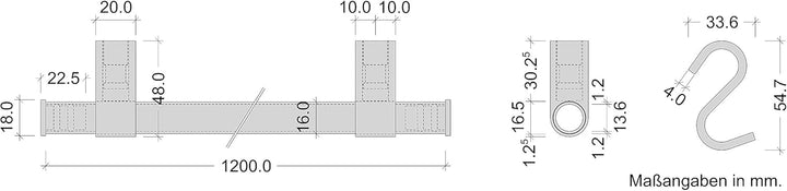 Gedotec Design Küchenreling Wand-Relingsystem Küche | Messing Bronze matt | Reling-Set Länge: 1200 m
