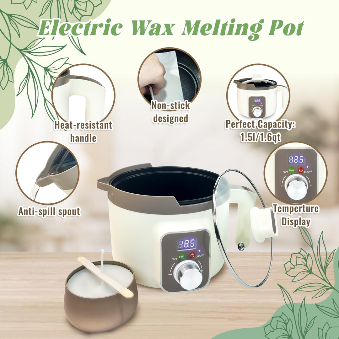 LINGQIAN DIY Kerzenherstellung Set, Kerzen Selber Machen Kit Sojawachs, Elektrischer Wachsschmelztop
