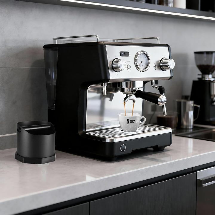 Abklopfbehälter für Siebträger Espresso, 0.75L Edelstahl Kaffee Knock Box mit Abnehmbarer Knock Bar