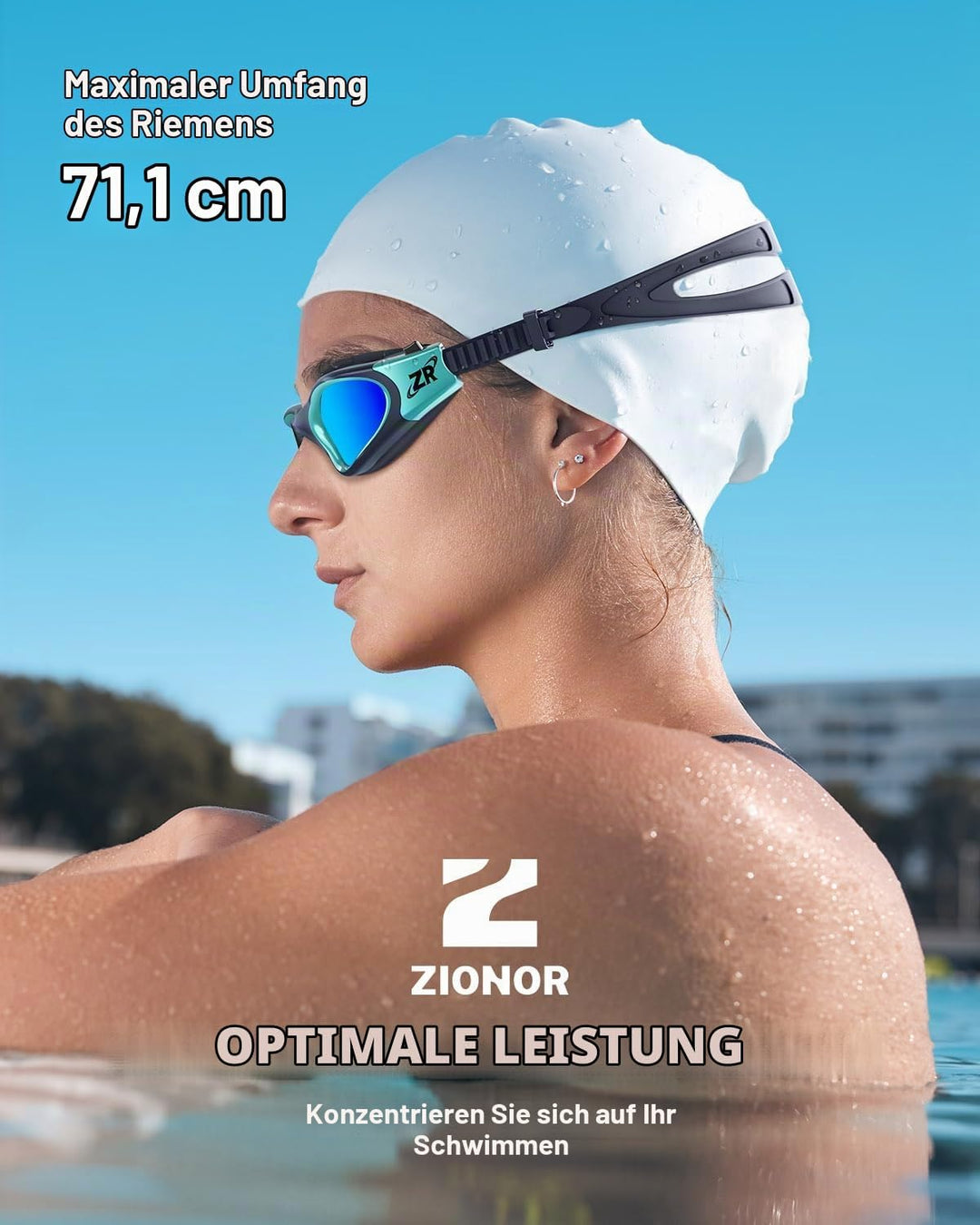 ZIONOR G1 - Polarisierte Schwimmbrille für Unisex und Erwachsene und Damen, beschlagfrei, 100% UV-Sc