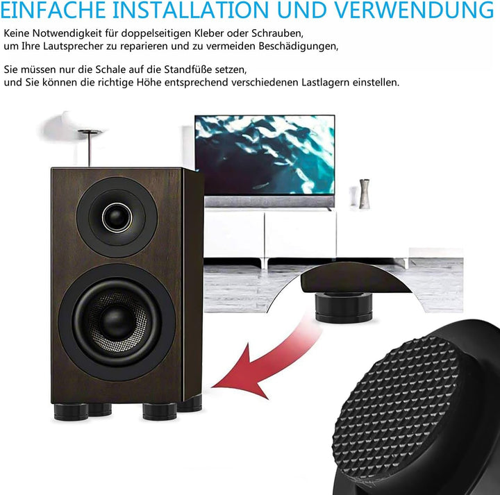 Tirstrup 4 Stück HiFi Lautsprecher Füsse 39x23mm Lautsprecher Halterung Fuss Einstellbare Isolation