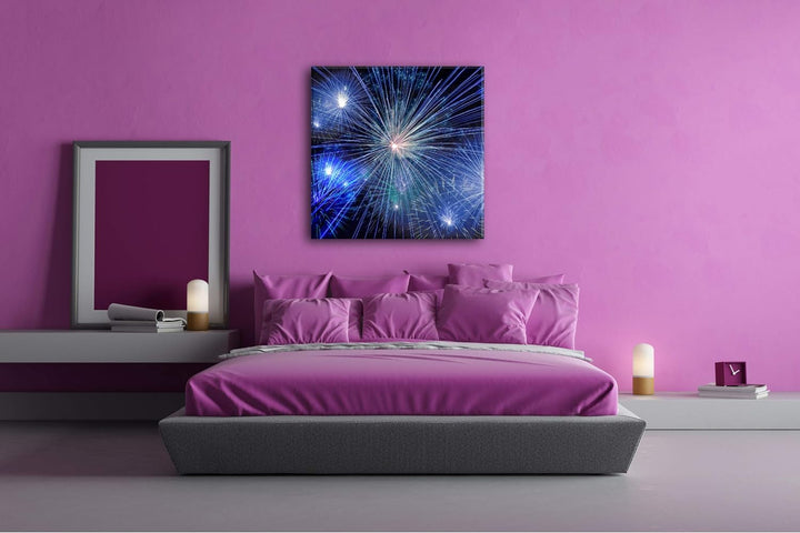 deyoli Atemberaubendes Feuerwerk im Format: 70x70 als Leinwandbild, Motiv fertig gerahmt auf Echthol