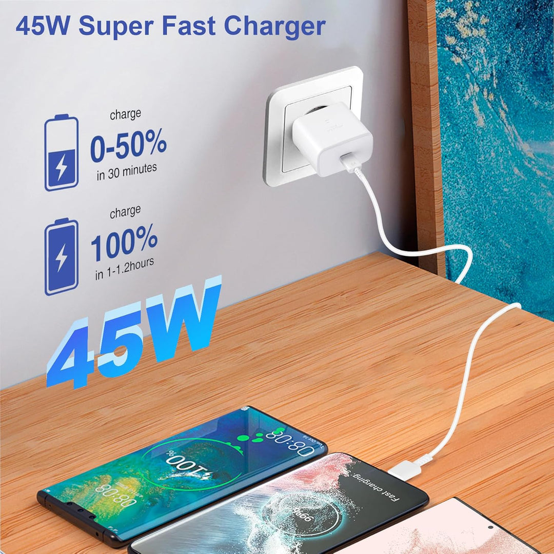45W USB C Ladegerät Schnellladegerät, Super Fast Charger Netzteil mit 2 m 5A Ladekabel Schnellladeka