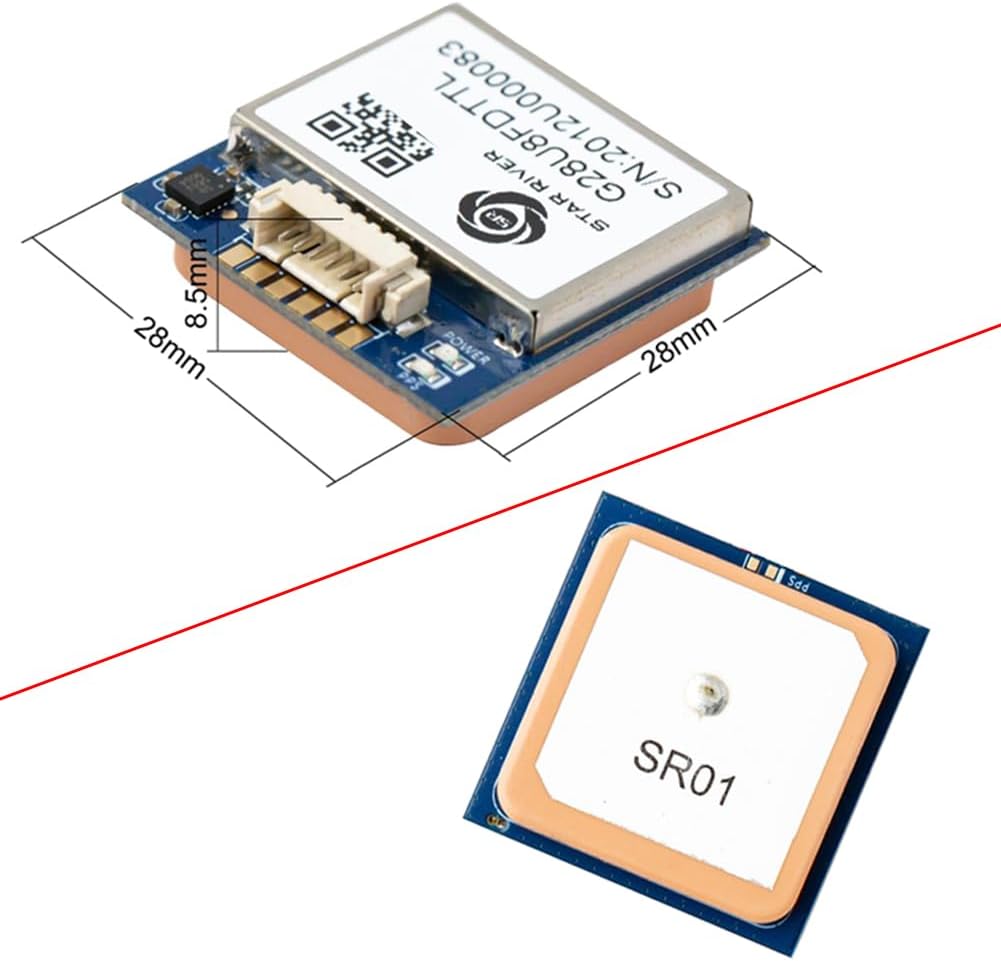 G28U8FDTTL GPS-Glonass-Empfängermodul QMC5883L Kompass mit Blitz, Keramikantenne, 9600 bps, 1 Hz, NM