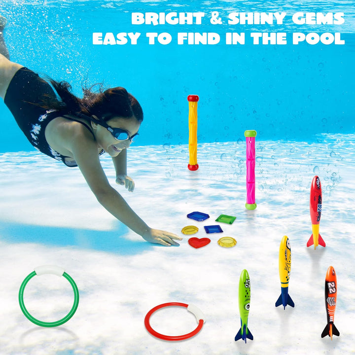 JOYIN 18 Stücke Tauchspielzeug Unterwasser Tauchen Diving Set, Tauchen Spielzeug für Kinder, Schwimm