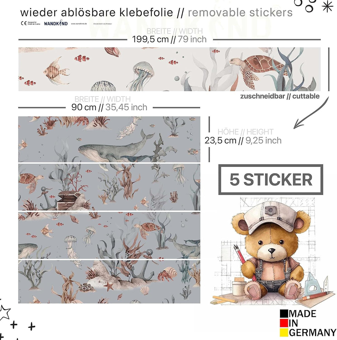 WANDKIND Aufkleber für IKEA KURA Kinderbett Hochbett Klebefolie Möbelfolie Sticker Kinderzimmer Unte
