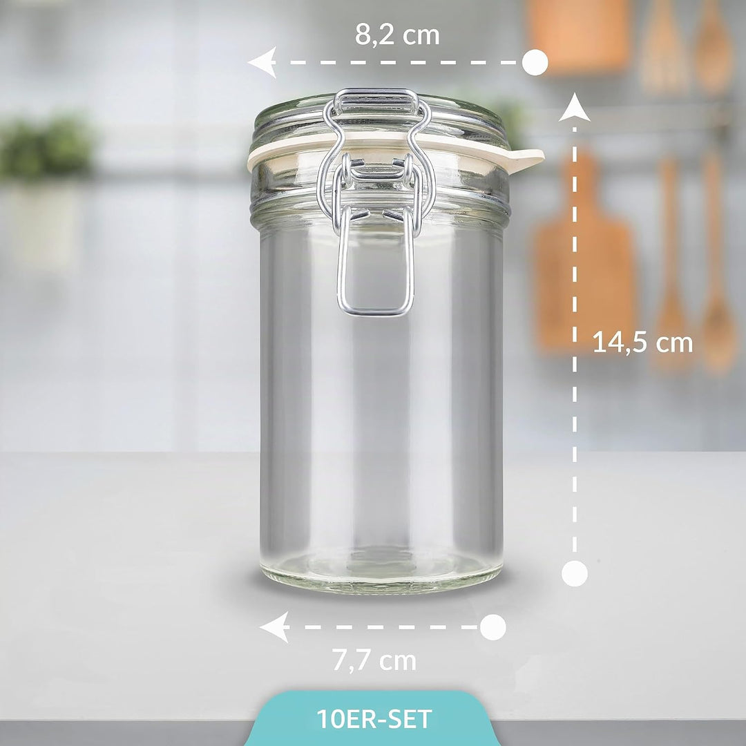 Creative Home 10 x Einmachgläser mit Bügelverschluss | 500ml x 10 Teilig | Vorratsgläser mit Deckel